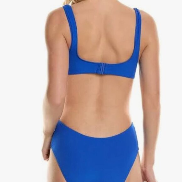 Solid & Striped The Sarah One Piece Swimsuit Crinkle Rib Azure Cut Out L $198 - Picture 3 of 5
